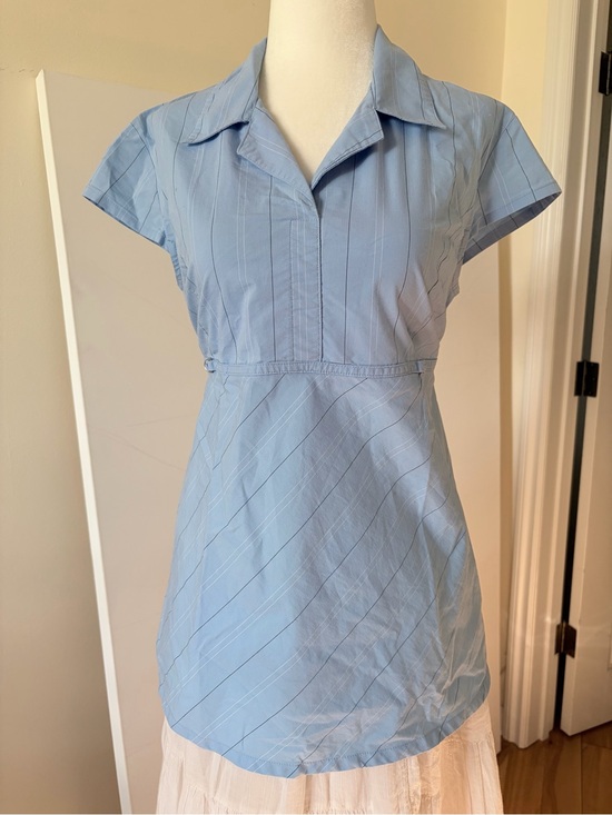 tomorrow's mother Tops - Light Blue Short Sleeve Collared Maternity Top